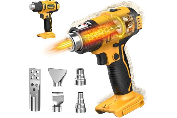 LIVOWALNY Cordless Heat Gun Compatible with Dewalt 20v Battery (Tool Only) 350W Fast Heating Soldering Hot Air Gun 122℉-1022℉