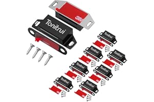 Tonitrui Cabinet Door Magnet, Flat Bottom Cabinet Magnetic Catch with Adhesive, 35lb Magnetic Cabinet Door Drawer Latch (Black, 8Pack)