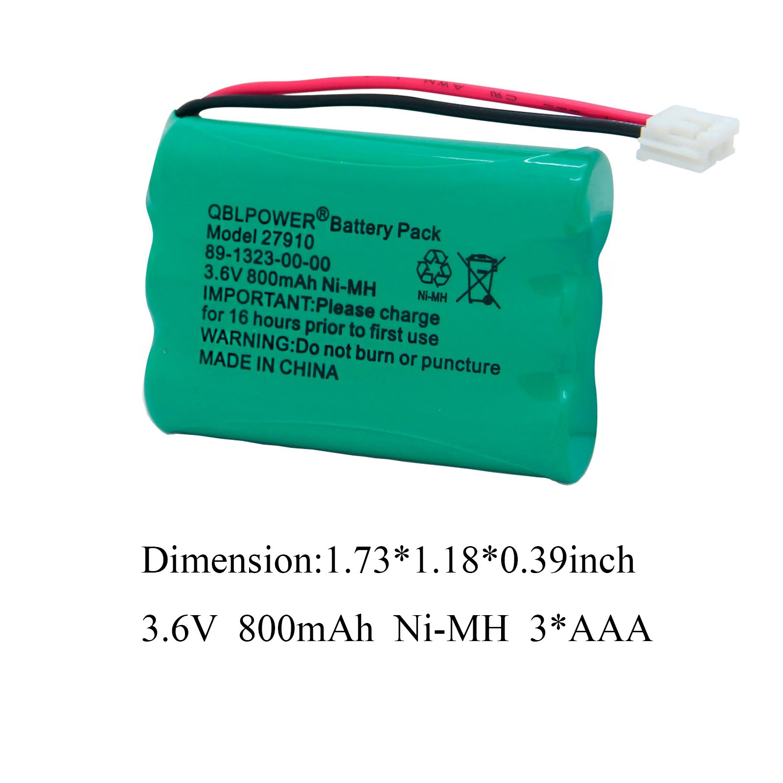 27910 Cordless Phone Battery Rechargeable Compatible with Vtech 89-1323-00-00 AT&T E1112 E2801 TL72108 Motorola SD-7501 RadioShack 23-959 Cordless Handsets 3.6V(Pack of 2)