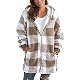 Yanekop Womens Oversized Sherpa Jacket Fuzzy Fleece Zip Up Jacket Warm Winter Coats Faux Fur Coat with Pockets