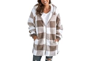 Yanekop Womens Oversized Sherpa Jacket Fuzzy Fleece Zip Up Jacket Warm Winter Coats Faux Fur Coat with Pockets