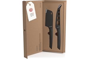 LARS NYSØM Cheese Knife Set - 2 pcs. - Made of Stainless Steel I 2 Knives in Premium Gift Box for Hard and Soft Cheese I Perf