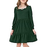 JiAmy Toddler Dress Little Girls Long Sleeve Sweater Knit Fall Winter Casual Tiered Dresses with Pocket