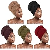 WOVOWOVO 5 Packs Head Wraps for Black Women Stretch Turban Headwraps Scarf Hair Wraps