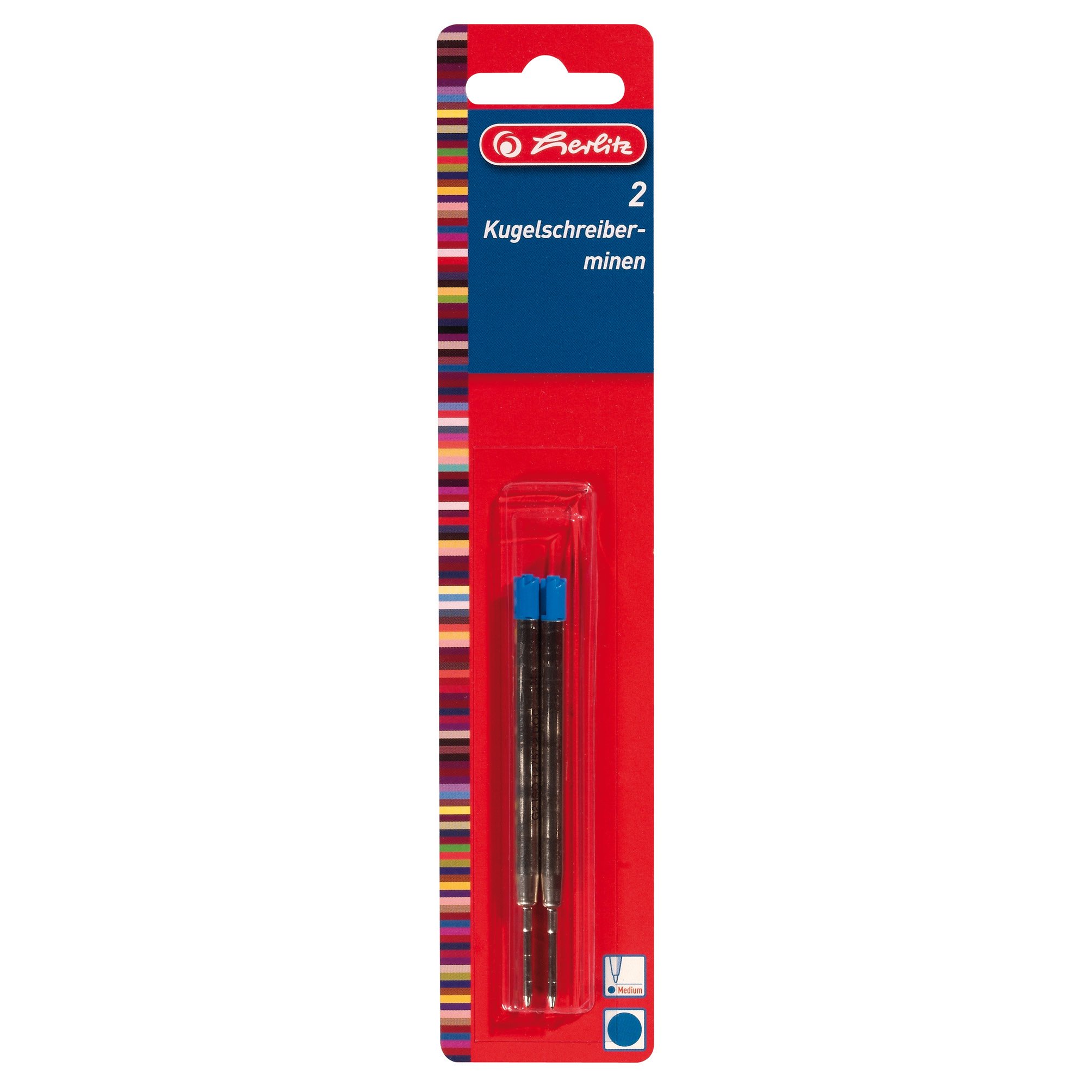 Herlitz Medium Ball Pen Refills - Blue (Pack of 2)