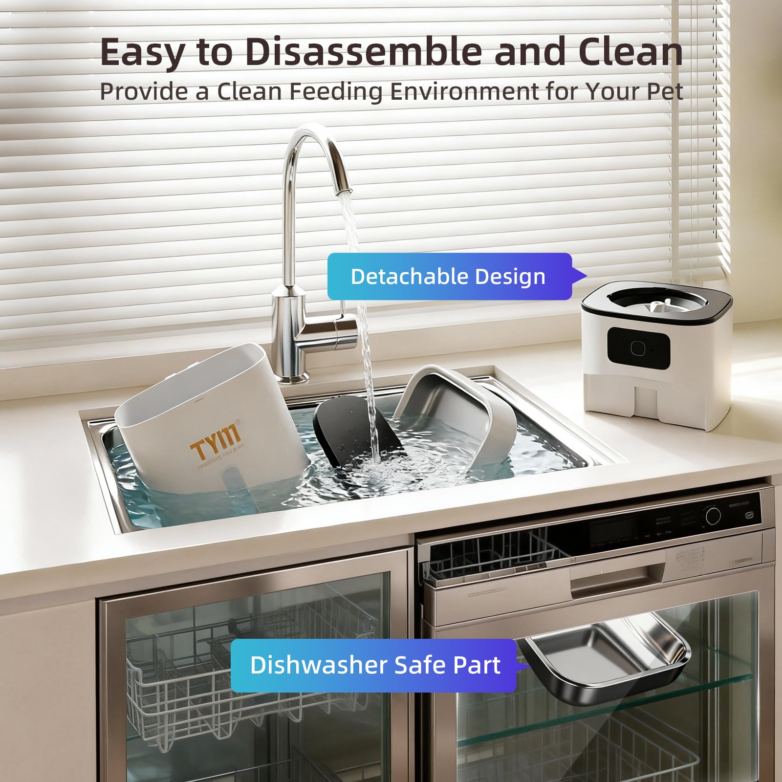 TYM Automatic Cat Feeder 7L Time Cat Feeder for Dry Food APP Control Pet Food Dispenser Programmable Portion Size Auto Feeder for Cats and Dogs with Stainless Bowl Large Capacity(WiFi is Not Required)