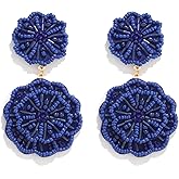 HSWE Statement Beaded Drop Earrings for Women Layered Bead Dangle Earrings