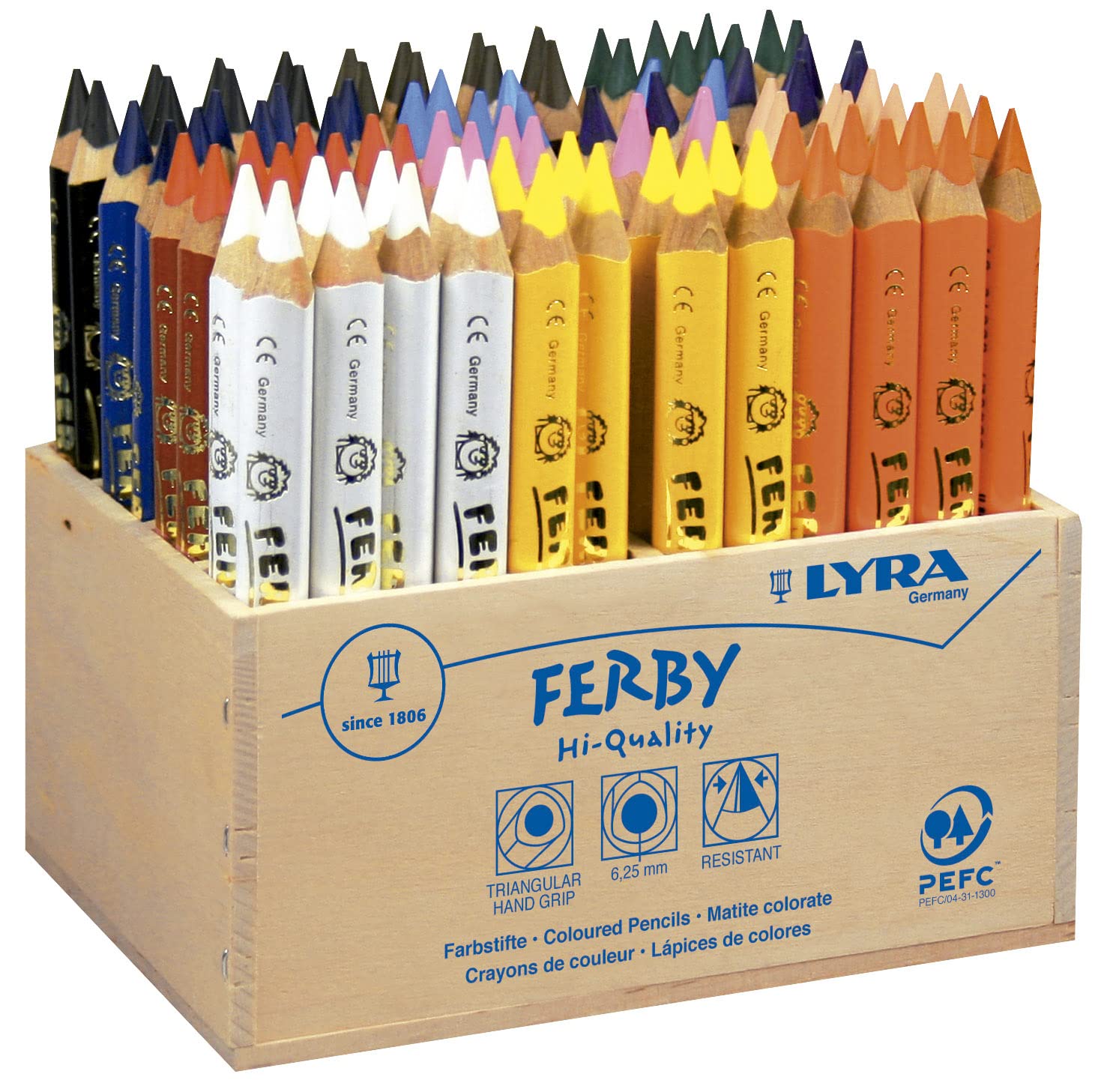 LYRA Ferby Wooden Chunky Coloured Pencils, Schoolpack, 96 Pieces in Assorted Colours, For Children & Schools — image 1