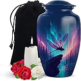 Yatskia Northern Lights Dragonfly Large Funeral Urns for Human Ashes Adult Male and Female, Decorative Cremation Urn for Ashes Adult, (Classic Large, 10 Inch)
