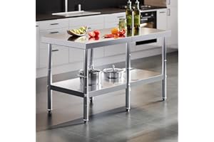 Albott 30x60in Stainless Steel Table, Kitchen Prep Table with Adjustable Undershelf, NSF Certified Metal Surface for Home Kit