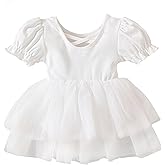 TENTIDE Newborn Baby Girl Romper Dress Ruffle Short Sleeve Solid Casual Tulle Dresses Baby Girl Clothes for Girls 0-24Months