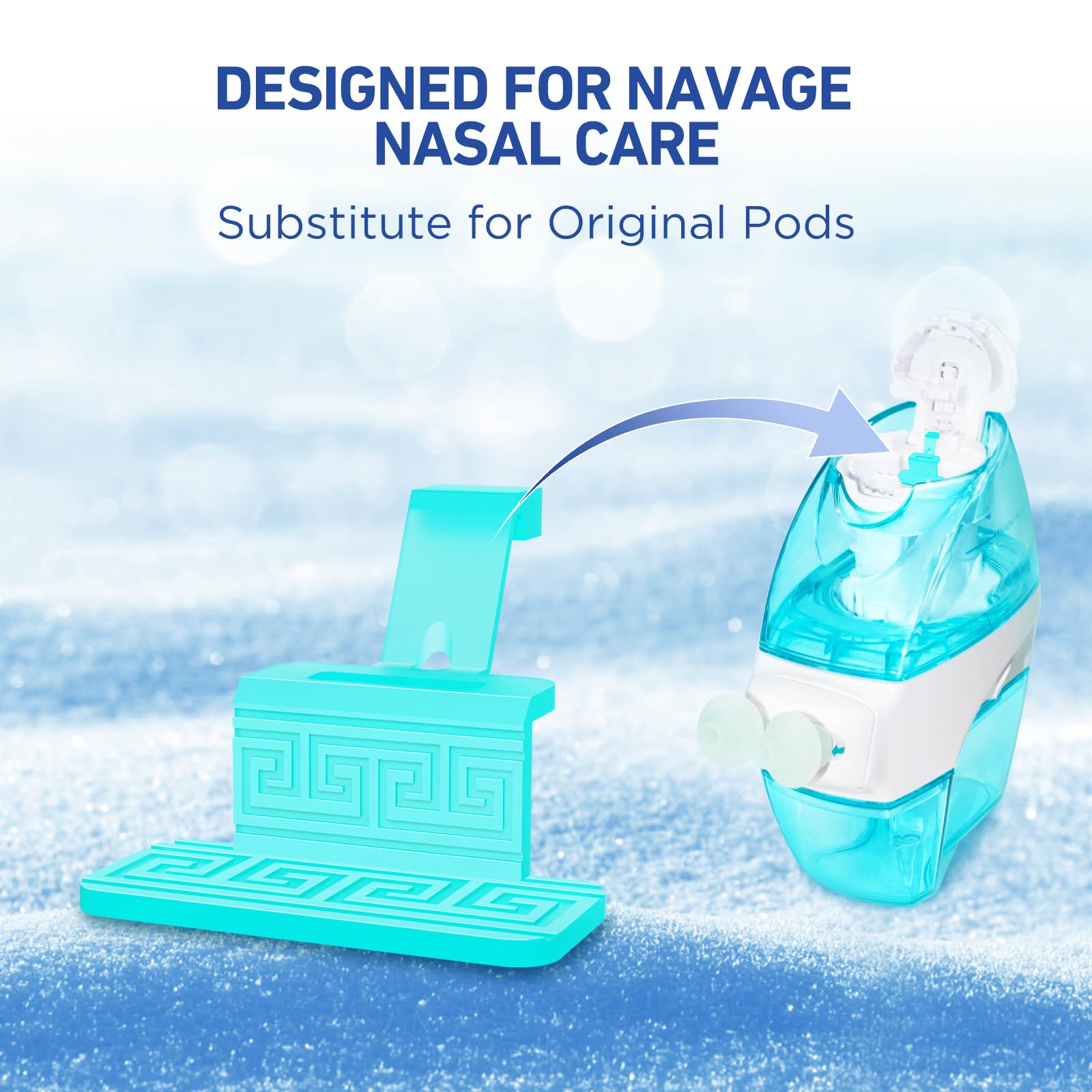 FireAnt 12 Pack Silicone Saline Pods Refills and 100 Count Salt Packets Set, Compatible with Navage Nasal Care. Includes 100 Saline Packets Sinus Rinse + 12 Reusable Salt Pads in Black & White & Blue