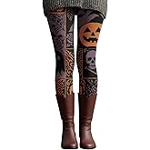 Godalithic Halloween Leggings for Women High Waisted Soft Pajamas Pants Stretchy Leggings Pumpkin Printed Yoga Pants Tights