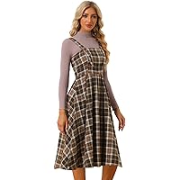 Gonna Lunga A Vita Alta IDEALSANXUN Donna - Tessuto Plaid Arancione, Slim A-Line, Per Autunno/Inverno, Taglia M