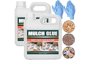 Qiveaory Mulch Glue 8L/2.11Gal Concentrate Mulch Gravel Binder Glue with 2 Pair Nitrile Disposable Gloves,Fast Dry Transparent Waterproof Mulch Glue,Pea Gravel Stabilizer for Rocks Landscaping