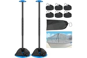 Nukugula Windproof Boat Cover Support Pole System 2 Pcs with 7 Adjustable Height Telescoping Iron Furniture Cover Support Pole 20"-50" with Sandbag Storage Bag