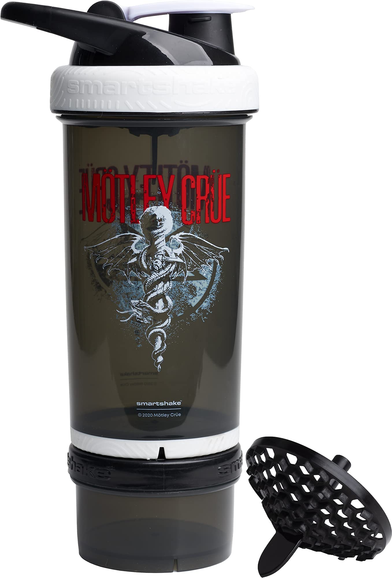 Smartshake Revive Motley Crue Protein Shake Bottles 750ml – Protein Shaker Bottle with Storage Compartment – Shaker Cups for Protein Shakes + Powder, Rock Band Collection