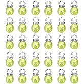 MECCANIXITY 100Pcs Imitation Pearl Pendant 10mm Faux Pearl Beads with Rhinestone for Dangle Jewelry Making Earrings Necklace Bracelets Crafts, Green