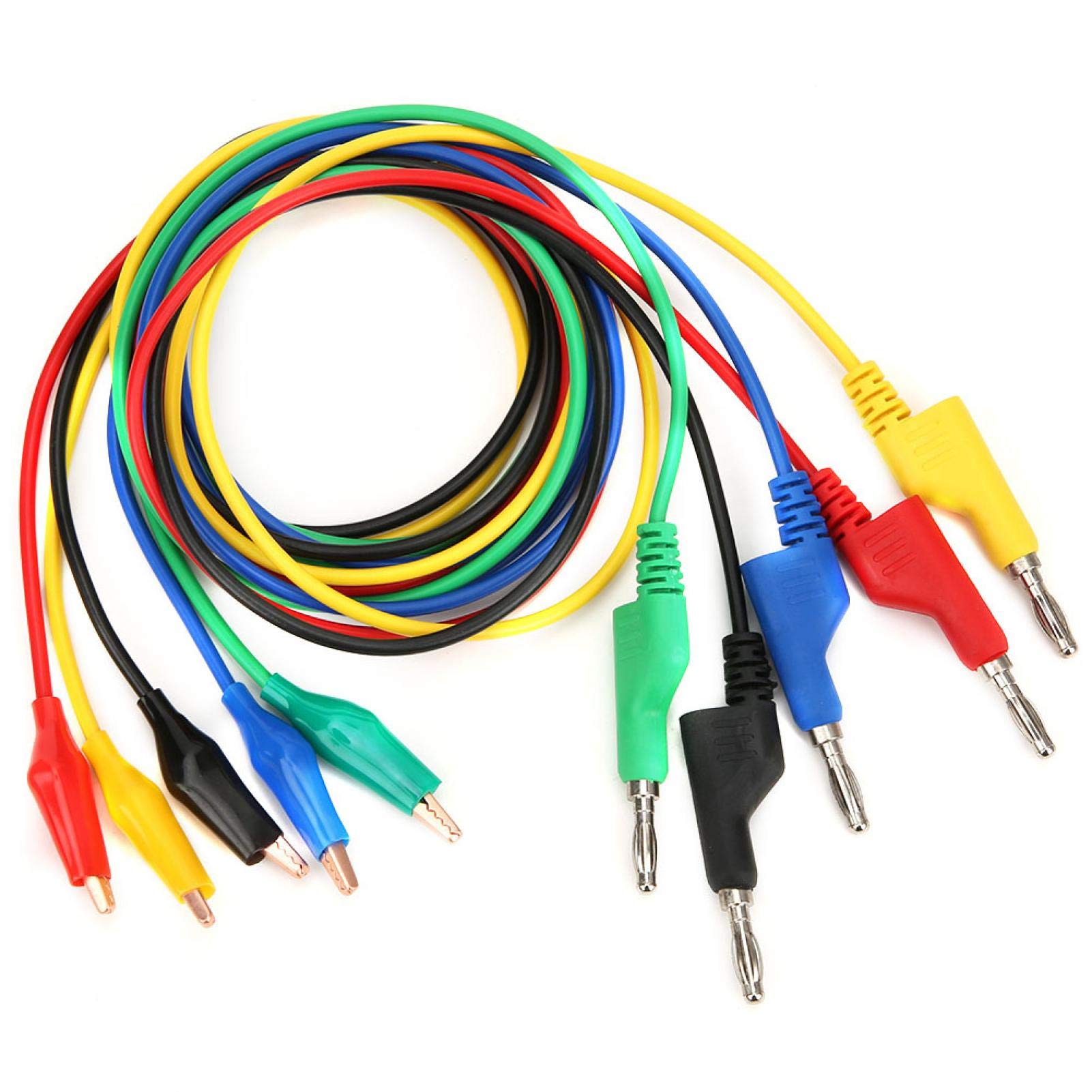 Banana Test Lead for Multimeter, 5Pcs 4mm 1m Stackable Wire Cable Plug Clip, Cable Testing Leads