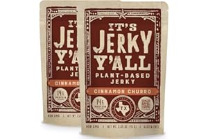 It's Jerky Y'all Plant Based Jerky CINNAMON CHURRO | Beyond Tender and Tasty Vegan Snacks | All-Natural Ingredients, Non-GMO, Gluten Free, Vegetarian (2 Pack)