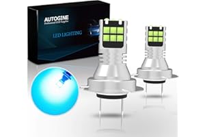 AUTOGINE H7 LED Fog Light Bulbs, 2600 Lumens Extremely Bright 3030-SMD 64210 LED Bulbs for Auto Motorcycle Cars Trucks SUV Fog DRL Lights(8000K Ice Blue)