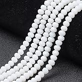 10 Strands Briolette Faceted Glass Beads 6x5mm White Rondelle Tiny Crystal Beads 870pcs for Bracelets Necklace Jewelry Making