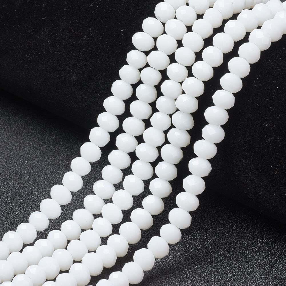 Cheriswelry 3x2mm Faceted Glass Beads Rondelle Spacer Beads Opaque White Small Seed Beads for Jewellery Making Art Craft Approxi 1850 pcs