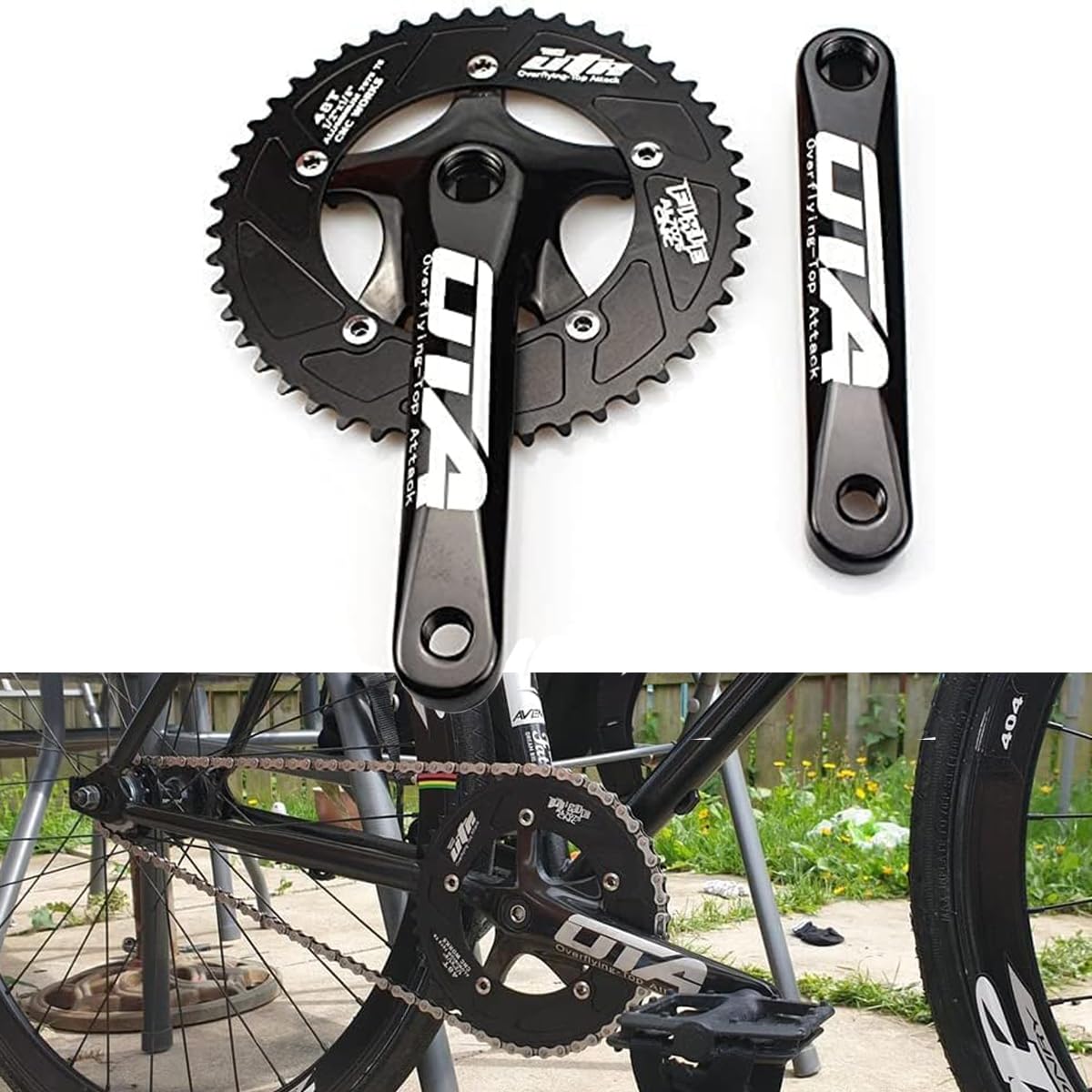 BESNIN Single Speed Bike Crankset 170mm 48T BCD Single Crankarms for Bicycle Square crankset Black