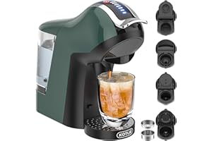 KOTLIE Espresso 5in1 Single Serve Coffee Maker, 19Bar Cappuccino&Latte Maker, Cold&Hot Brewing Coffee Machine for K*cup/NES*presso Original/D*olce G*usto/Ground Coffee/44mm ESE(Dark Green)