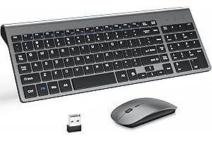 Wireless Keyboard and Mouse with Mouse Pad Ultra Slim Combo, MOOJAY 2.4G USB Quiet Compact Scissor Switch Keyboard Mice Set w