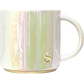 COLLECTIVE HOME - Ceramic Coffee Mug, Iridescent Finish Cups, Personalized Lowercase Embossed Lettering, Lustrous Multicolored Finish, Ideal for Unique Gifts (s)