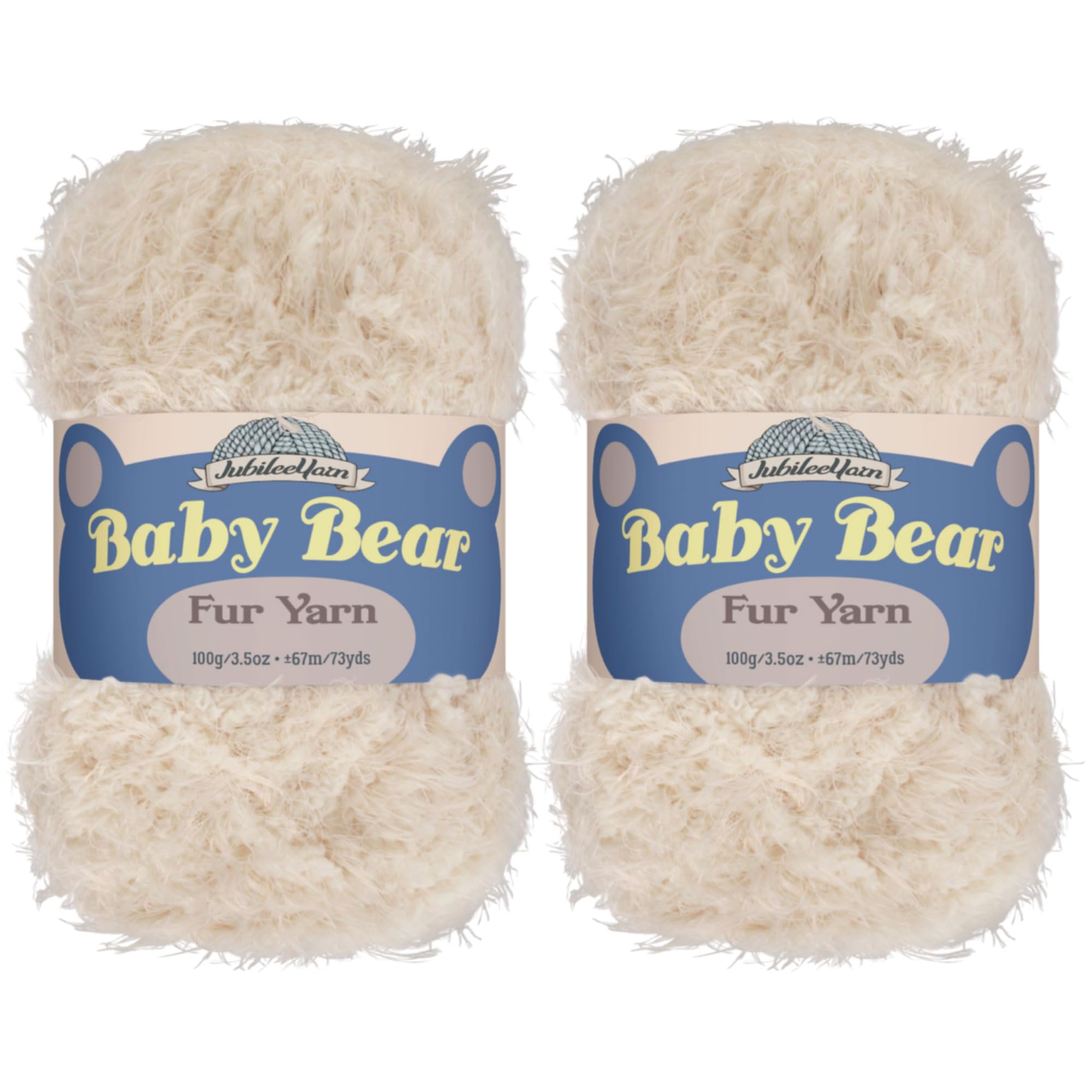 JubileeYarn Baby Bear Yarn - Chunky Weight Polyester Fur - 100g/Skein - Moon Beam - 2 Skeins