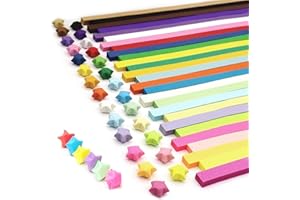 Origami Star Paper Strips, 1350 Sheets Stars Folding Origami Paper Strip Double Sided Coloured Star Strips for DIY Arts Craft