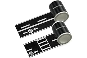 EKIND Ruban autocollant noir pour voiture jouet – DIY Traffic Road Ruban adhésif amovible (2 rouleaux, 5 m x 5 cm)