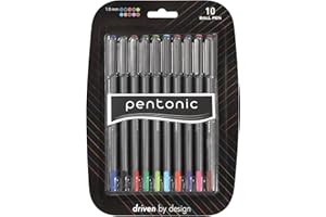 linc Pentonic Premium Ball Point Pen 1.0 mm Medium Point, 10-Count, Assorted Colors | Medium Point Featherlite Feel, Easy Flow Ink Technology, Sleek Matte Finish