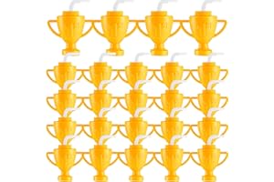 Amyhill 12 Pcs Race Car Trophy Cups With Straws and Lids 12 Oz Plastic Race Car Birthday Party Supplies And Favors For Kids Adults Props Rewards Winning Prizes Competitions (Gold)