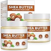 Btefls 2 Pack Shea Butter Raw, Unrefined Body & Face Butter - 100% Natural Vitamin A, E & F - Long-Lasting Hydration for Dry Skin, Hair Care, 7.8 oz