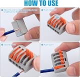 Preciva 100pcs Wire Connectors Lever Nut Assortment 2 3 5 Port Electrical Cable view 4