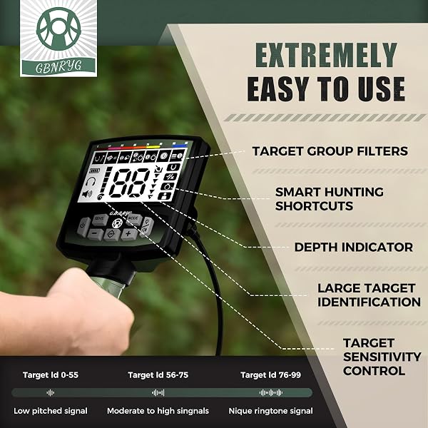 GBNRYG PROFESSIONAL METAL DETECTOR FOR ADULTS,12″ IP68 WATERPROOF SEARCH COIL WITH LCD BACKLIGHT,5 MODES GOLD DETECTOR,ADVANCED DSP CHIP&HIGH ACCURACY SYSTEM FOR BEACH/GOLD HUNTING