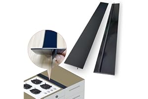 Donpearl 25 inch Black Stove Gap Covers (2 Pack), Silicone Gap Filler for Stove and Counter, Oven Edge Side Gap Guards, Kitchen Range Crumb Catcher Strips between Stovetop and Countertop
