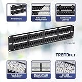 TRENDnet 48-Port Cat5e UTP Patch Panel RJ45 Krone 100Mhz Rackmount Black view 2