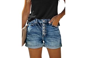 onlypuff Denim Shorts for Women Hot Shorts Casual Summer Mid Waisted Shorts Jean with Pockets