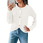 Saodimallsu Womens Cropped Cardigan Sweaters Button Up Long Sleeve Crewneck Fall Dressy Casual Knit Sweater Jackets
