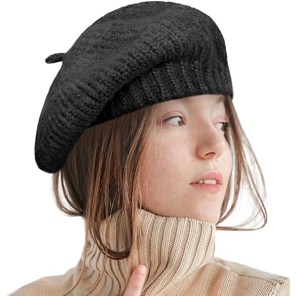 AICHUAN Womens Winter Beret Hat, Angora Wool Knit French Hat  display picture 3