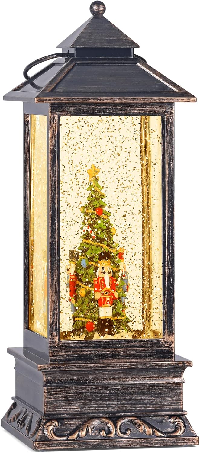 Snow Globes - Nutcracker Snow Globe, Christmas Snow Globes Lantern Glitter Lighted with Music, Christmas Decorations and Gift