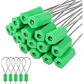 100 PCS Pull-Tite Security Cable Seals, Numbered Tamper Proof Tags, 12" Green Metal Self-Locking Steel Wire Seals for Truck Container Shipping, 300mm