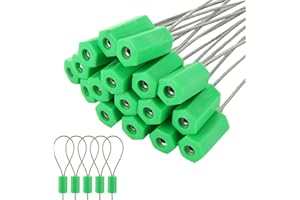 APACALI 100 PCS Pull-Tite Security Cable Seals, Numbered Tamper Proof Tags, 12" Green Metal Self-Locking Steel Wire Seals for Truck Container Shipping, 300mm