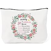 LSVGSAK 50th Birthday Gifts Ideas for Women Funny Makeup Bag 50 Year Old Birthday Decorations Gifts for Sister Bestie Friend Mom Aunt Grandma Wife Female Teenage Girls Cosmetic Travel Pouch