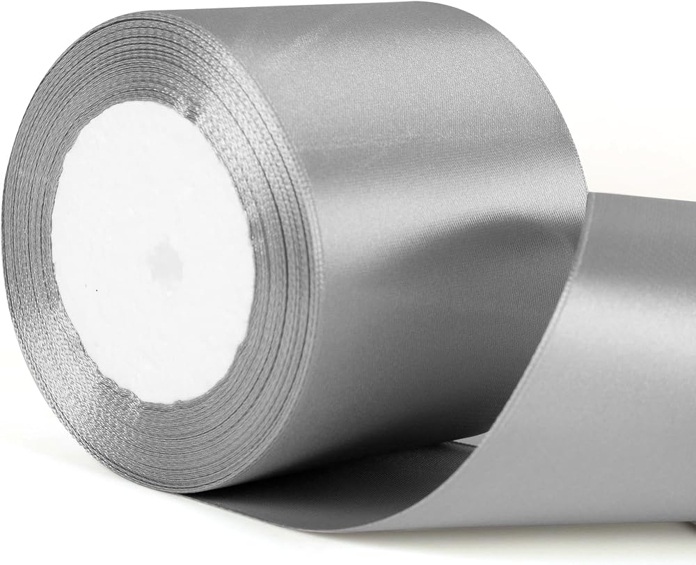 YAAVAAW 22m Gray Satin Ribbon 75mm Wide 3" Thick Gift Wedding Car Decor