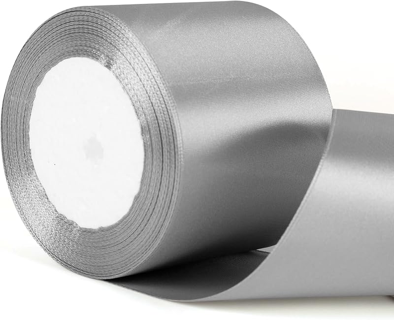 YAAVAAW 22m Gray Satin Ribbon 75mm Wide 3" Thick Gift Wedding Car Decor